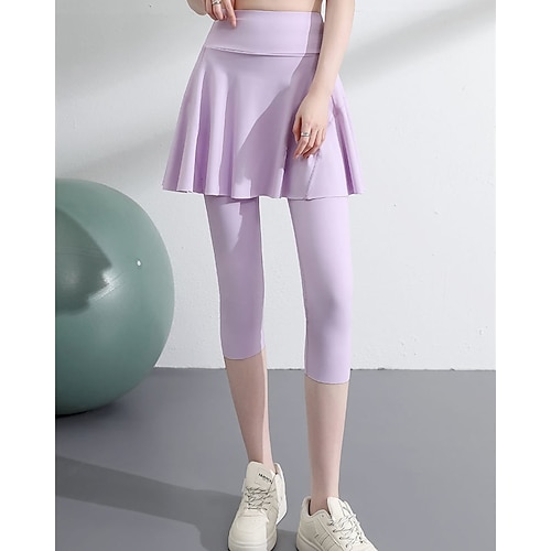 Damen Einfarbig Lässiger Rock Tennisrock mit Leggings Seitentaschen Schnelltrocknend Tennis Golfspiel Pickleball Unterteile Schwarz Weiß Blau Spandex Tennisbekleidung Image