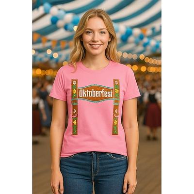 Oktoberfest Lederhosen-Print T-Shirt Bayerisch München Deutsch Grafik Für Herren Damen Erwachsene Oktoberfestbier Heißprägen Festival Image