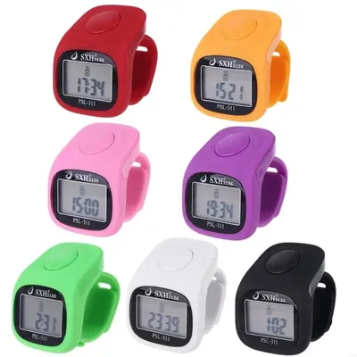 6 Digital Finger Tally Counter 8 Channels with LED Backlight Time Chanting Prayer Silicone Ring
