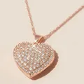 Huretailers-Collier coeur chic pour femme, pierre CZ complète, document en or rose, exquis, collier