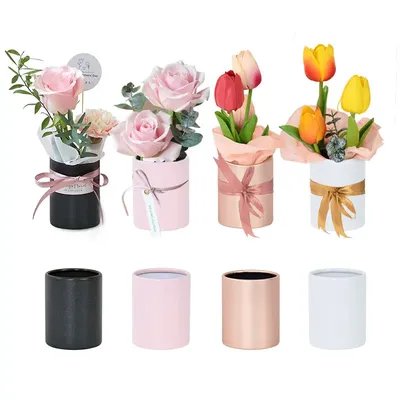 4pcs Mini Flower Packaging Box Candy Gift Boxes Round Basket Storage Wedding Valentine's Day Rose