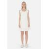 Jerseykleid FRESHLIONS "Avery", Damen, Gr. M, EURO-Größen, weiß, 100% Baumwolle, unifarben, elegant, normal, ohne Ärmel, Kleider, mit gerafftem Faltenrock