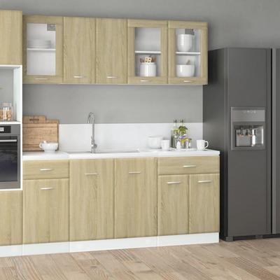 TEMU 4pcs Oak Kitchen Cabinet Set - Versatile Design With Modern & Rustic Elements, Non-waterproof, Stylish Homes, Storage Boxes For Organizing Image