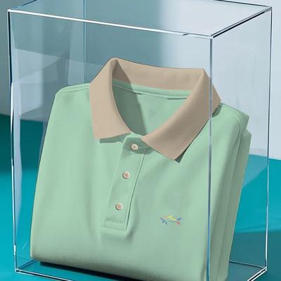 TEMU Men's Casual Summer Shirt With Rainbow Shark Print - Comfortable, Stretchy Fabric, Short Sleeve, Button-up, , Casual Summer Wear | Vibrant Print Shirt | Shirt Image