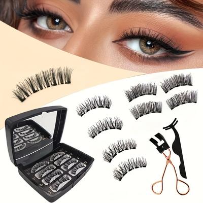 TEMU Magnetic Eyelashes Set Magnetic Eyelashes Set, Quantum Magnetic Lash Kit, 3d False Eyelashes, Natural , -free, Easy Application, No Fragrance, Beauty & Personal Care Accessories Image