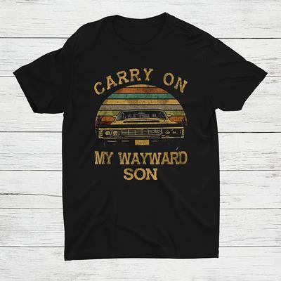 TEMU Carry On My Wayward Son Vintage Supernatural Shirt, 100% Cotton Crew Neck T-shirt Printed- 220g Image