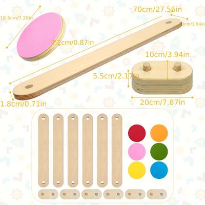 TEMU 150x150x7. 3 Cm Balance Training Equipment Balance Beam Set Balance Board Colorful Stacking Stones And Balance Board Combinable Balance Board Suitable For Indoor And Outdoor Coordination Training Image