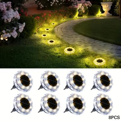 TEMU 8pcs Mini Solar Lamp, Warm Light/white Light - Outdoor Landscape Lighting For Courtyard, Garden, Pathway, Driveway, And Sidewalk Decorative Image