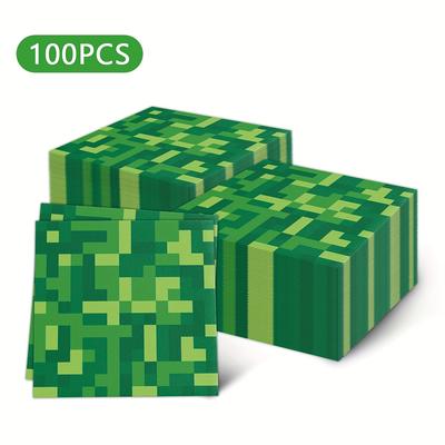 TEMU Napkins - , Napkins With Pixel Theme For Birthday Party Tableware Decorations Image