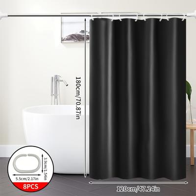 TEMU Shower Curtain Set With White Accents - High-end Thickened Partition For Bathroom, Includes Drape Curtain, Door Curtain & Shower Cover, Elegant Design For Modern Bathrooms, Shower Curtain Set Image