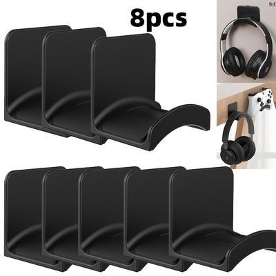 TEMU Large Headphone Stand Wall Mount No-drill Under Desk Gaming Holder With Hanging Hook For Over-ear And On-ear Headphones, Utility Hooks Image