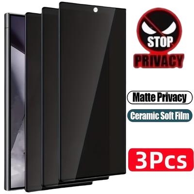 TEMU 3pcs Matte Anti-peep Suitable For For Galaxy S25 Edge S25 S23 Ultra S25 S23 S23 S23 Plus S24 S23 Fe S25 S23 S23 Anti-peep, Privacy Protection Film, Fully Covered, Non Glass, Frosted Texture Image
