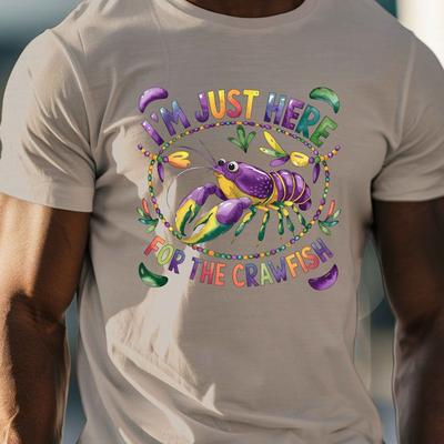 TEMU Mardi Gras Graphic, Men's Short-sleeve Crew Neck Tee, A Relaxed And Lightweight Shirt Summer. Image