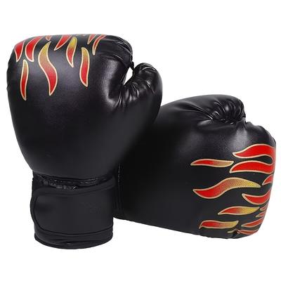 TEMU Professional Boxing Training Gloves For Adults And Teens - Red, Black, Blue, And Burnt Design - Leather With Pull-on Closure - Ideal For Mma, Kickboxing, And Fitness Enthusiast