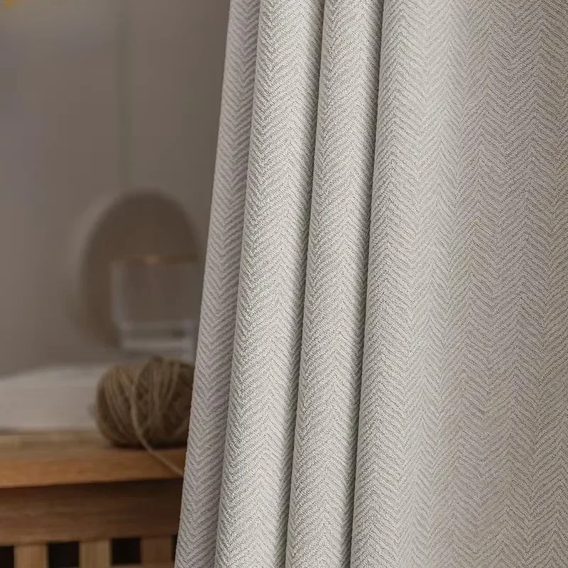 Neuer Stil, Schlafzimmer, Wohnzimmer, volle Verdunkelung, Sonnenschutz, Baumwolle, Leinen, 2024, neues verdicktes französisches, leichtes, luxuriöses, cremefarbenes Vorhangtuch Image