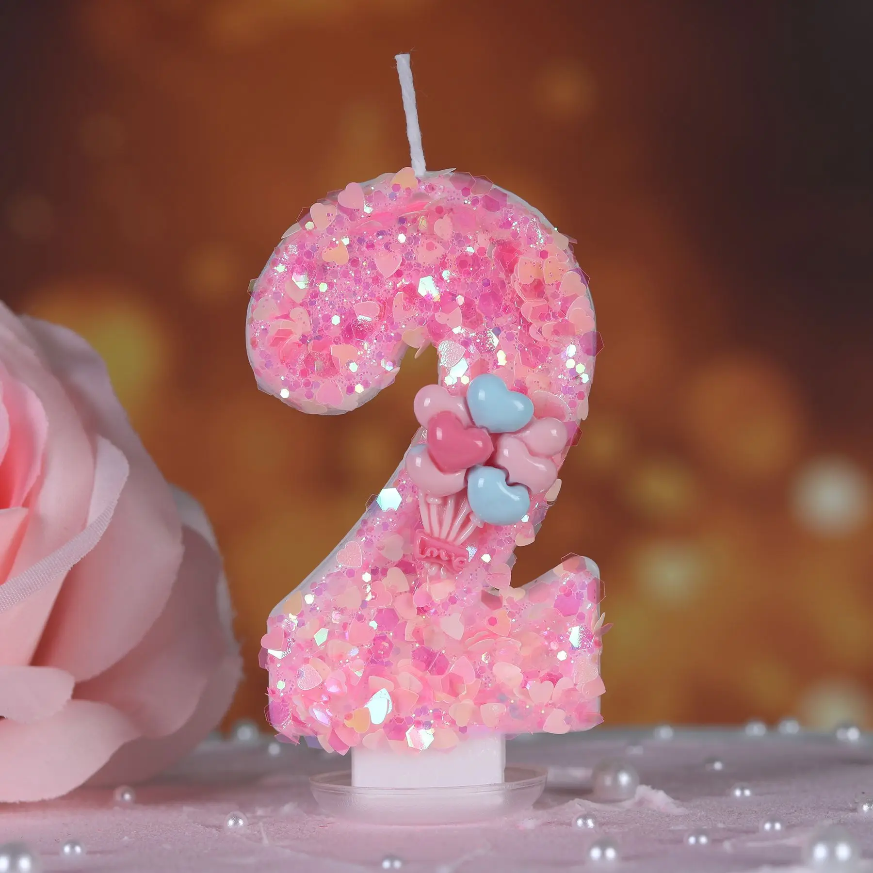 Rosa Ballonkerze, mehrfarbige Kerzen, bunt, für Hochzeit, Party, Geburtstag, Kuchen, Dekoration, Partyzubehör für Kinder Image