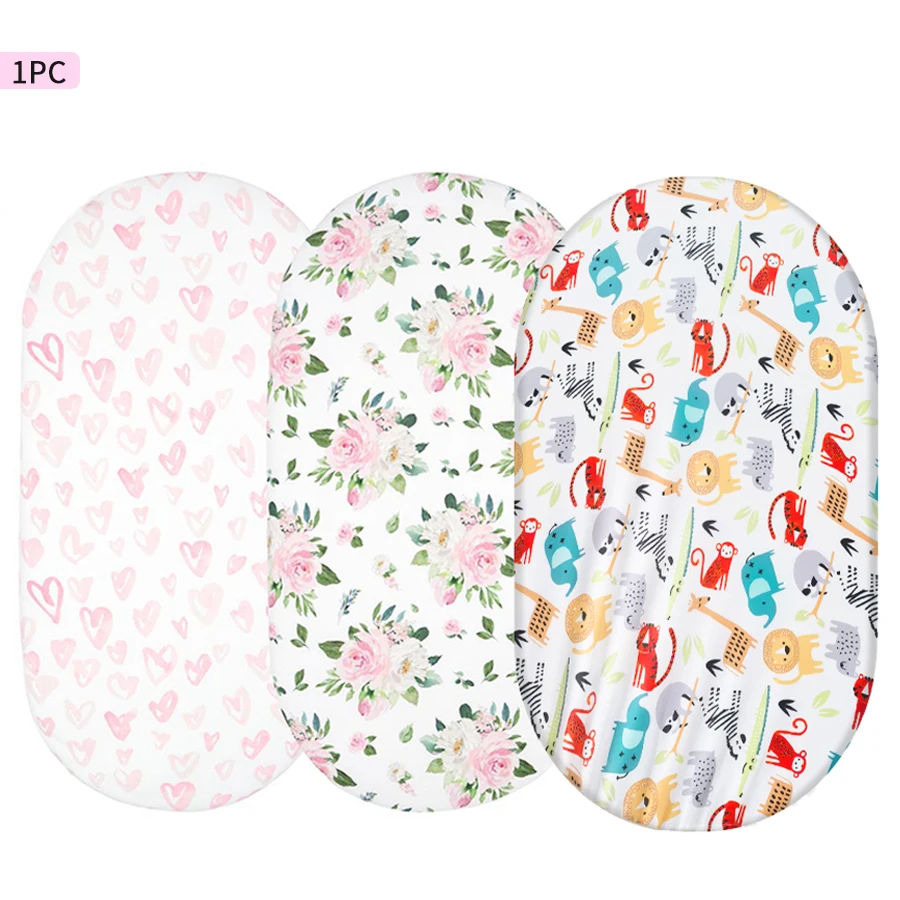 1-teilige Babybettlaken eignen sich für rechteckige – ovale nationalförmige Bettlaken, waschbar – maschinenwaschbar, exquisit bedrucktes Cartoon-Muster, Bettlaken für Neugeborene, Image