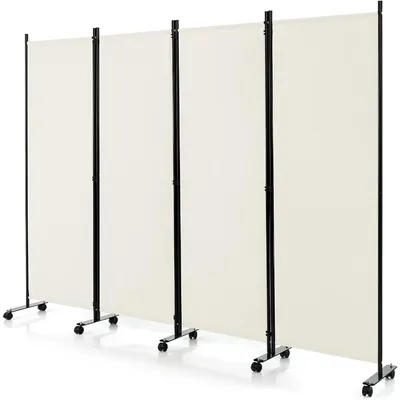 Innenraumtrennwand auf Rollen Trennwand 4 Abschnitte 225 x 173 cm Raumteiler faltbare spanische Wand Image