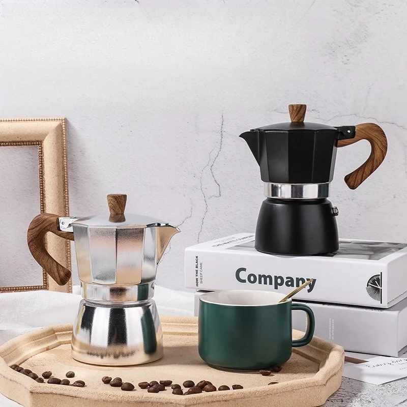 Pot à moka en aluminium de 150/300ml, cafetière à expresso, percolateur, bouilloire Latte italien Moka Cafeteira, cuisinière, cafetière moka