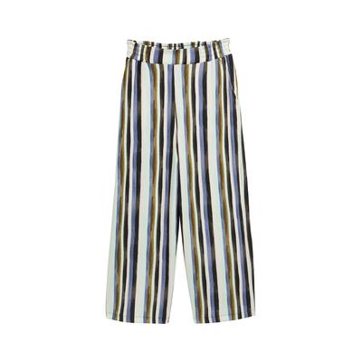 TOM TAILOR DENIM Damen High Waist Culotte Hose, grün, Gestreift, Gr. M Image