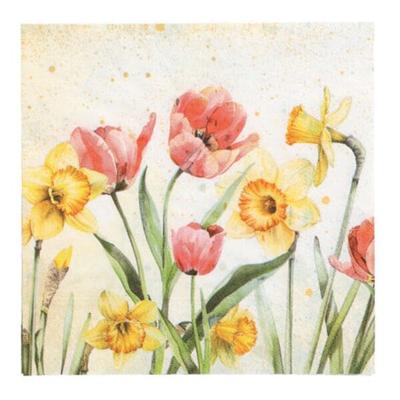 Papstar Servietten mit Motiv Tulips & Daffodils 3-lagig 20 Stück, 33x33 cm Image
