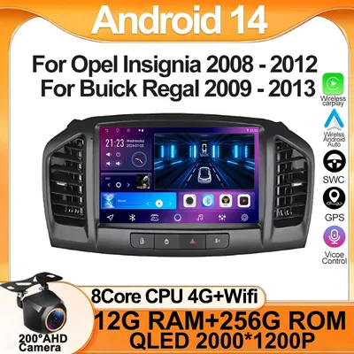 Car Radio Carplay Android 14 For Opel Insignia 2008 - 2012 For Buick Regal 2009 - 2013 Navigation