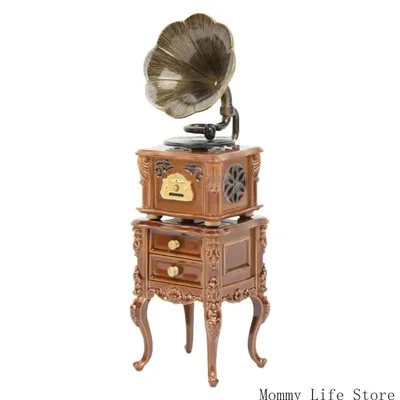 Record Player Miniature Gramophone Dollhouses Accessory Perfect for Retro Enthusiasts and Unique