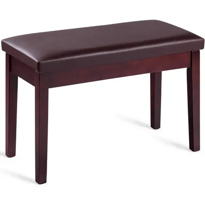 Duet Piano Bench with Storage, Keyboard Bench with Padded Cushion, Solid Wood Legs, Comfortable PU