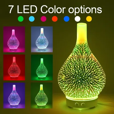 2025 UltrasonicHumidifier100ml3DGlass,Firework Aroma Diffuser AromatherapyEssential Oil Nebulizer