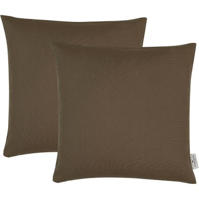 Dekokissen TOM TAILOR HOME "Dove" Gr. 2, braun (schlamm, unifarben), B:48cm L:48cm, Baumwolle, Dekokissen_Sitzkissen_Kissenhüllen, unifarben, Kissenhüllen ohne Füllung, 2er Pack Image