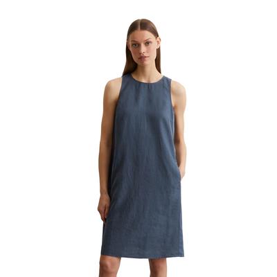 Midikleid MARC O'POLO "in A-Linie geschnitten", Damen, Gr. 32, Normalgrößen, muted blau, Obermaterial: 100% Leinen; Futter: 100% Baumwolle, unifarben, figurbetont kurz, ohne Ärmel, Kleider Image