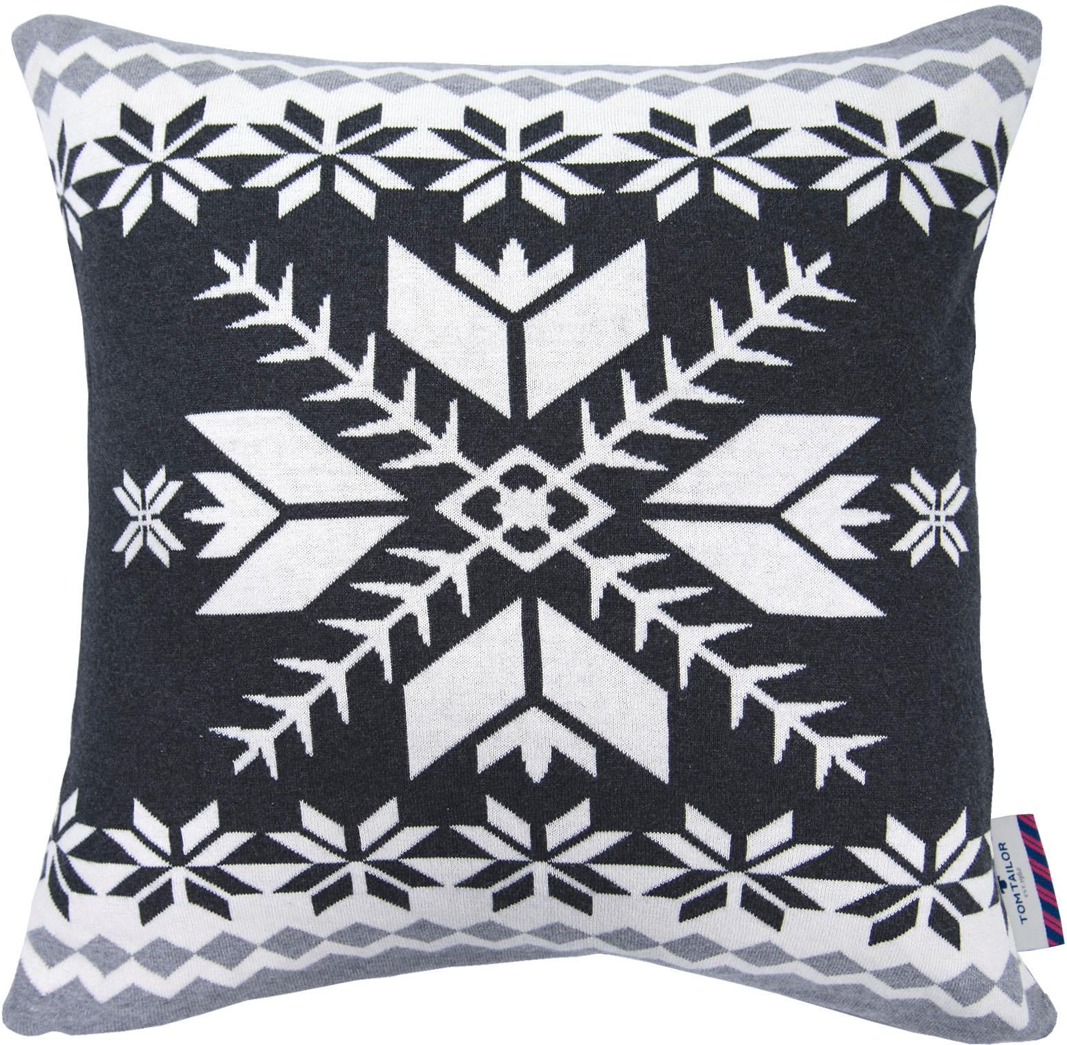 Dekokissen TOM TAILOR HOME "NORDIC" Gr. 1, grau (anthrazit, weiß, gemustert), B:50cm L:50cm, Baumwolle, Dekokissen_Sitzkissen_Kissenhüllen, Kissenhülle ohne Füllung, 1 Stück