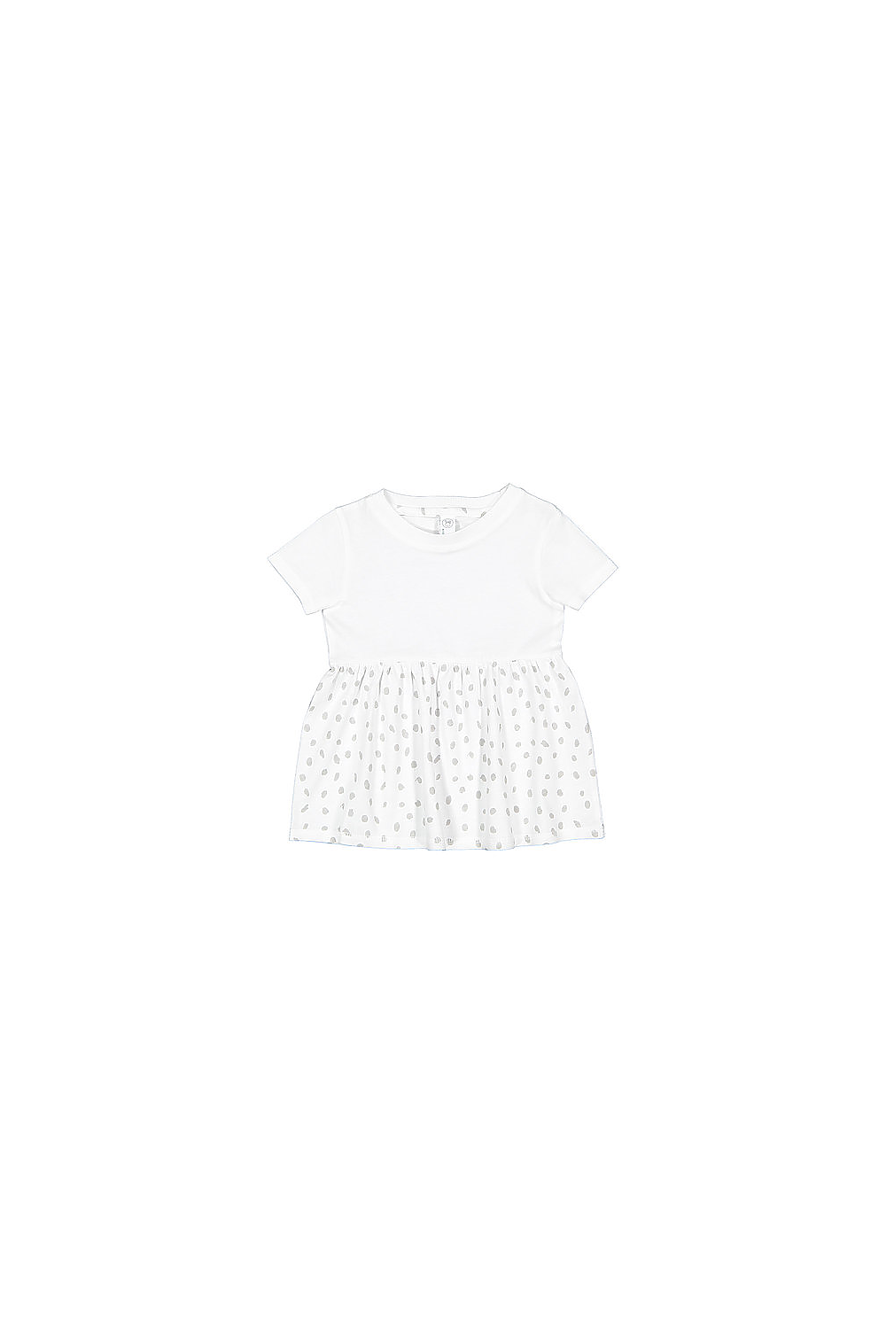 Rabbit Skins RS5330 Infant Fine Jersey Dress Top in White/White Spot size 18M | Cotton 5330
