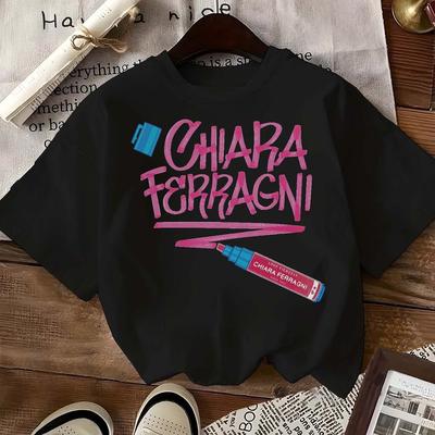 TEMU Women's Graphic T-shirt - Casual Short Sleeve Crew Neck Top With Letter Print, Comfortable & Stylish For Casual Attire, Apparel | Top | Stylish Casualwea Image