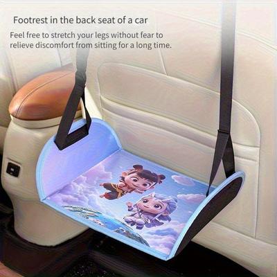 TEMU Adorable Brown Bear Car Seat Footrest, Adjustable Strap - Portable Footstool For Travel And Office , Cartoon Style Adds Support, Suitable For All Cars, Ideal Holiday Gif Image