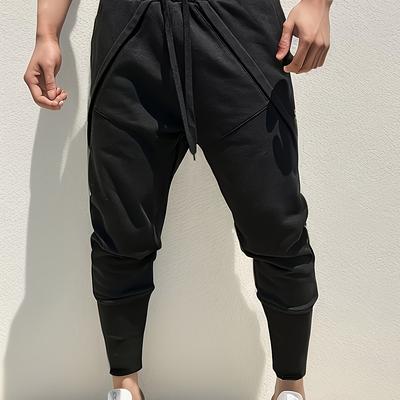 TEMU Men's Casual Jogger Pants - , Machine Washable, Solid Color, Regular Fit, Elastic Waistband & Side Pockets For Gym, Lounge & Casual Attire Image