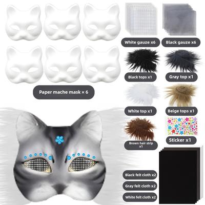 TEMU 29pcs Cat Face Mask Set, Material, Carnival , Suitable For Diy Handmade, Festival , Party Gatherings Image