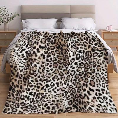TEMU 1pc Leopard Print Plush Blanket - Luxurious & - Bedroom, Living Room, Dorm, Car, Sofa & Travel - Machine Washable Home Decor, Bedroom | Stylish Bedroom Accessory | Versatile Use Blanket Image
