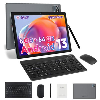 TEMU 10.1 Inch 13 Tablet, Tablet With Keyboard, 6 (2+4)gb , 64gb Rom, -core, 128gb Expandable, Black/pink Keyboard, Mouse, Stylus, 5000mah Battery, 2mp+5mp Dual Cameras, Perfect Gifts, /gray Image