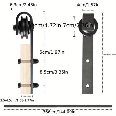 TEMU 183-366cm Sliding Fitting Rail For Sliding Doors Wooden Sliding Door