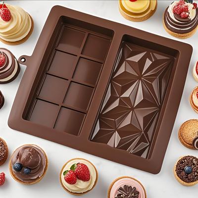 TEMU Diamond Grid Dubai Chocolate Mold, Chocolate Bar Mold, Non Stick Chocolate Silicone Molds For Food, Diy Baking Deep Mold Fuitable For Dubai Pistachio, Candy, Snacks(1pc) Image