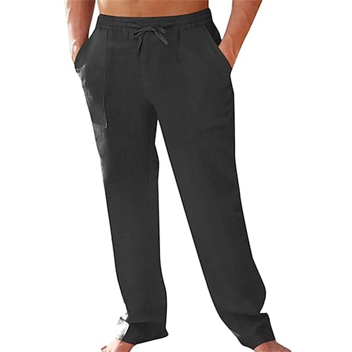 Homme Loungewear Pantalon Pyjama Couleur Unie Mode Classique Occasionnel Maison Quotidien Lit Coton Confort Respirant Doux Pantalon Taille Élastique Été Printemps Noir Blanche