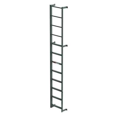 ZORO SELECT MDS08 12 ft Overall H, Fixed Ladder, Steel, 8 Steps, Side Step