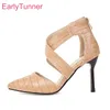 Sommer Neue Bequeme Beige Rot Frauen Sandalen Sexy Spitz High Heel Dame Schuhe Plus Kleine Große