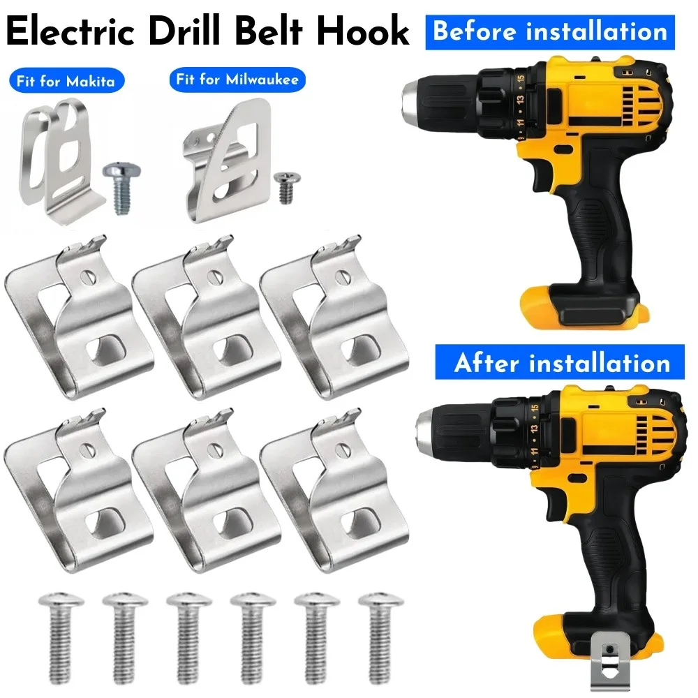 2-6PCS Elektrische Bohrer Gürtel Haken Akku-bohrschrauber Schlüssel Halter Clip Haken Werkzeug Fit für Dewalt/Makita/Milwaukee Schlagbohrmaschinen Werkzeug Image