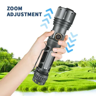 Powerful 2000LM LED Tactical Flashlight USB-C Rechargeable Strong Light Tactical Torch for Outdoor Camping Hiking Emergency Use