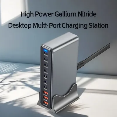 Neues 765W GaN Desktop-Ladegerät 3.0 USB-C PD-Ladegerät 10-Port 7C3A Schnellladung für Mobiltelefone und Tablets Ultra-tragbares Design