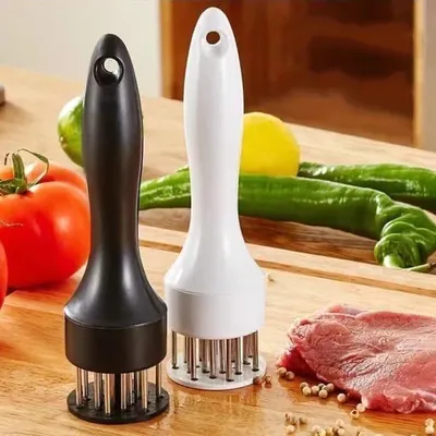 Stainless Steel Meat Tenderizer Handheld Tender Meat Needle Meat Tenderizer Tool with Needle Meat Needle Hammer Cooking Tool
