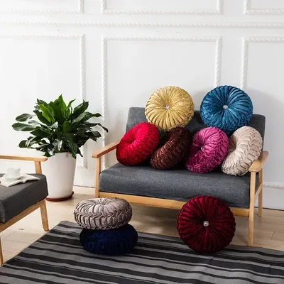 7 pastoralen Stil Kürbis Runde Sitzkissen/Zurück Kissen oder als Sofa kissen Samt Stoff 35x35cm 9 farben Image