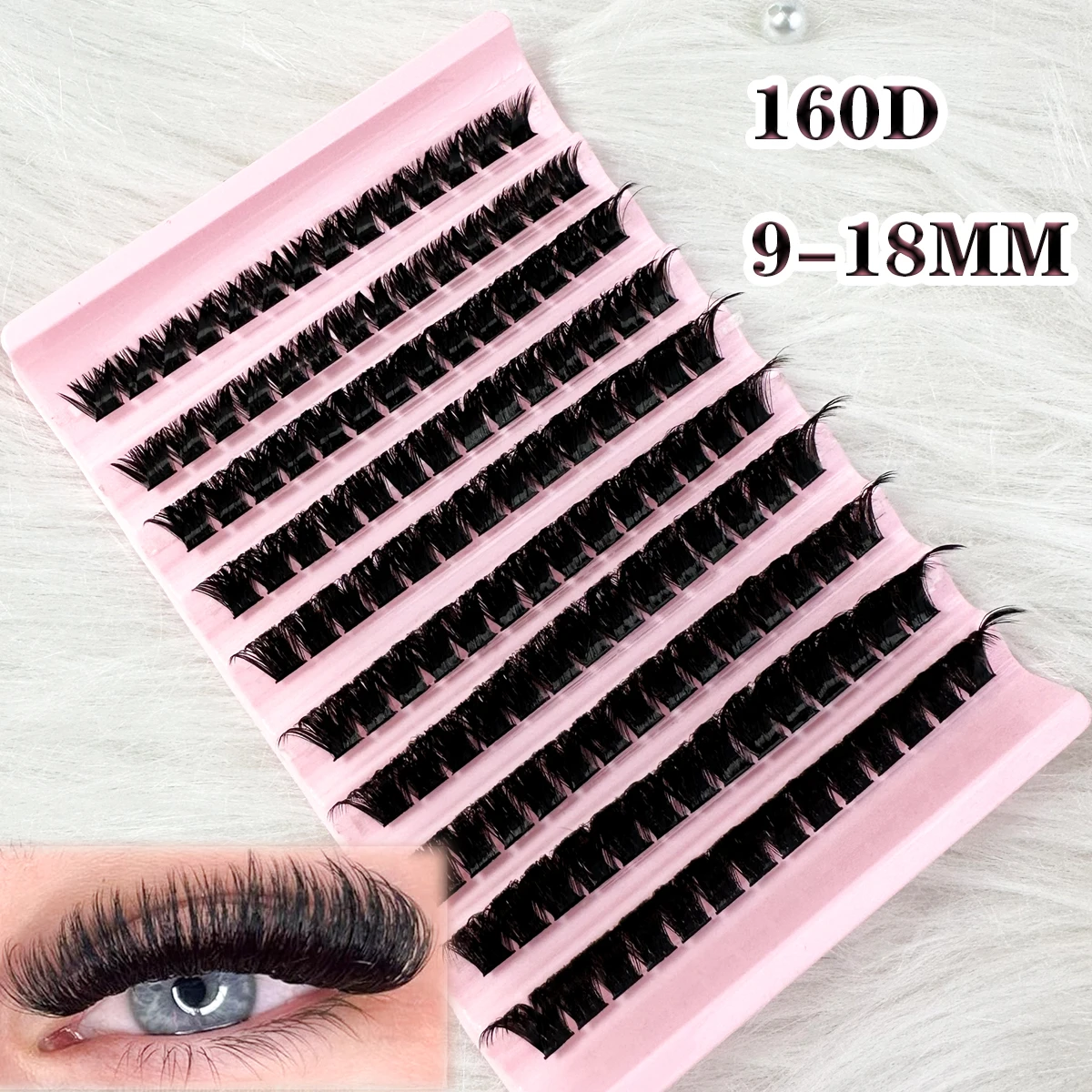 160D Mix 5D Fluffy Einzelwimpern Cluster Extensions Falsche Wimpern DIY zu Hause Cluster Make-up Wimpernverlängerungsset Image
